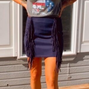 Faux Suede Navy Mini Skirt